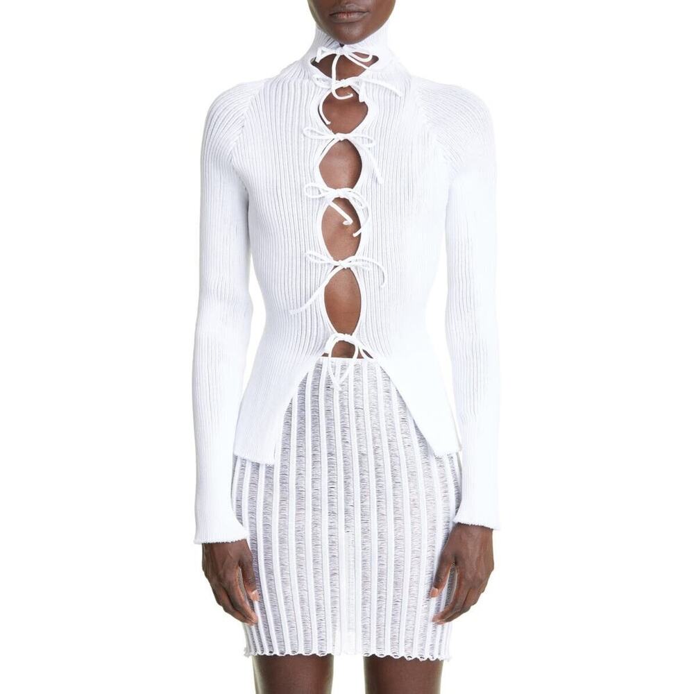 A. Roege Hove NWOT Emma Ribbed Cotton Blend Cardigan Top White Size XS